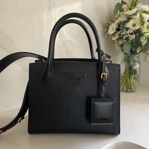 Prada Monochrome small Saffiano bag in black